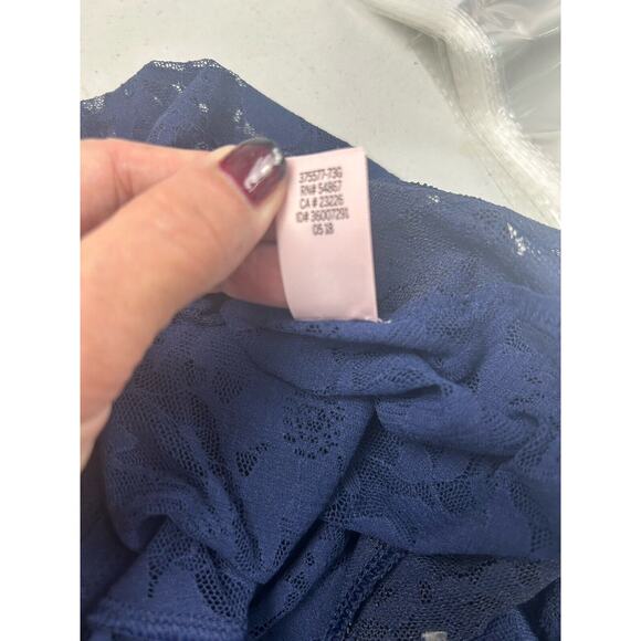 Victoria's‎ Secret Blue Lace Slip Dress Babydoll Negligee Chemise Sheer Size L - Picture 9 of 11